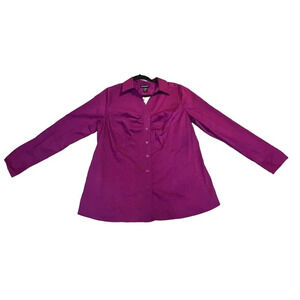 Lane Bryant Womens NWT Purple Button Up Collared Blouse Plus Sz 14 Office Career